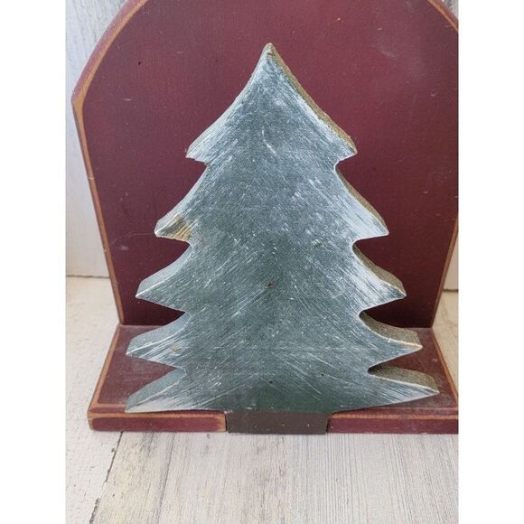 Wooden Christmas pine tree mail holder folk art Xmas home decor figure - Picture 5 of 9